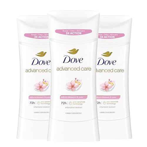 Dove Advanced Care Antiperspirant Deodorant for Women Sakura Blossom & Yuzu 3 pack 72 hour sweat and odor protection 2.6 oz