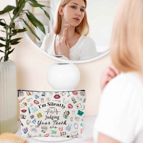 XYZONE Dentist Gift Dental Gift for Women Makeup Bag Dental Assistant Gift Dental Hygienist Gift Cosmetic Bag Graduation Gift for Dentist Thank You Gift for Her Birthday Retirement Gift