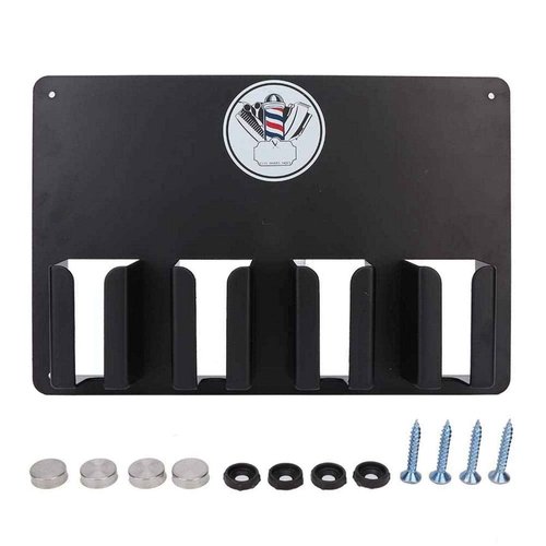 ZJchao Hair Clipper Holder, Multi-Functional 4 Holes Wall Mount Hairdressing Tool Storage, Wall-Mounted Hair Cutter Brush Holder Stand