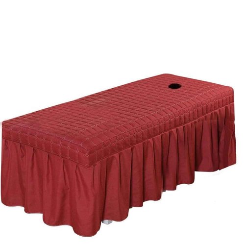 1pcs Solid Beauty Salon Bedskirt ONLY for Salon Massage Table Bed Sheet Bedspread SPA Beauty Bed Sheet Full Cover with Hole, 74.8x31.4inch (Wine red)