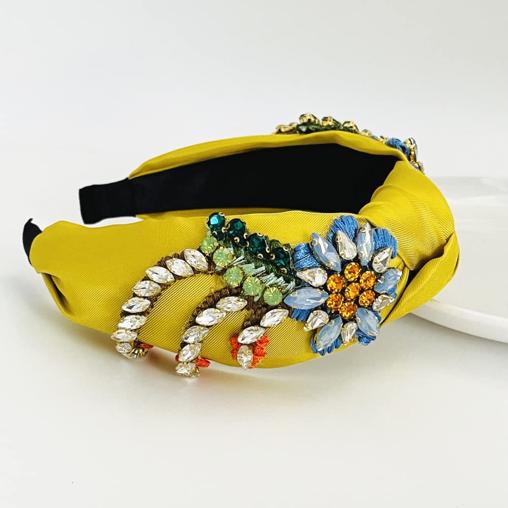 QTMY Rhinestone Crystal Headbands for Women,Hair Hoop Accessories Headwear Jewelry,522 (Yellow)