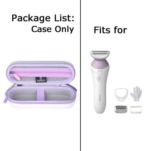 Tourmate Hard Storage Case for Philips Beauty Shaver,Travel Case for Lady Electric Shaver Series 6000 (Only Case) (PU, White + Purple)