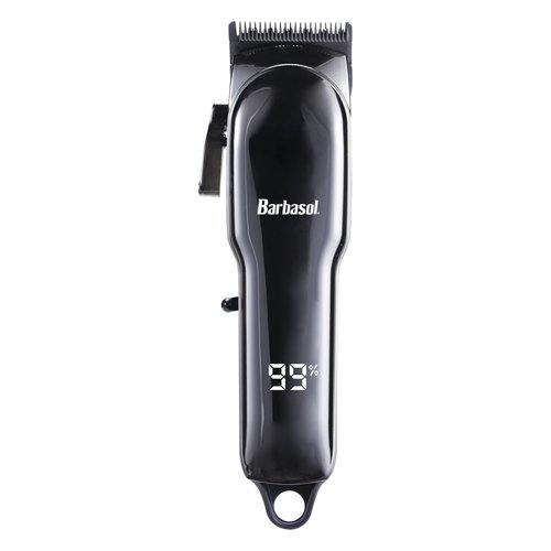 Barbasol Rechargeable Hair Clippers, Professional & Home Haircut Clippers for Men, Rust-Free Low-Heat Ceramic Blades, 6 Clipper Guard Combs, Adjustable Taper, LCD Display, Black