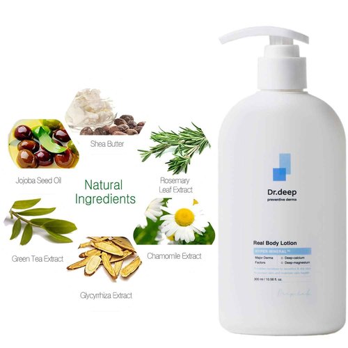 Dr.Deep Real Body Lotion 10.6 fl.oz | Natural Body Cream for Dry Skin | Moisturizing Cream for Dry Skin | Cracked Skin Repair Cream Moisturizer | Dry Skin Cream | Body Lotion for Dry Skin