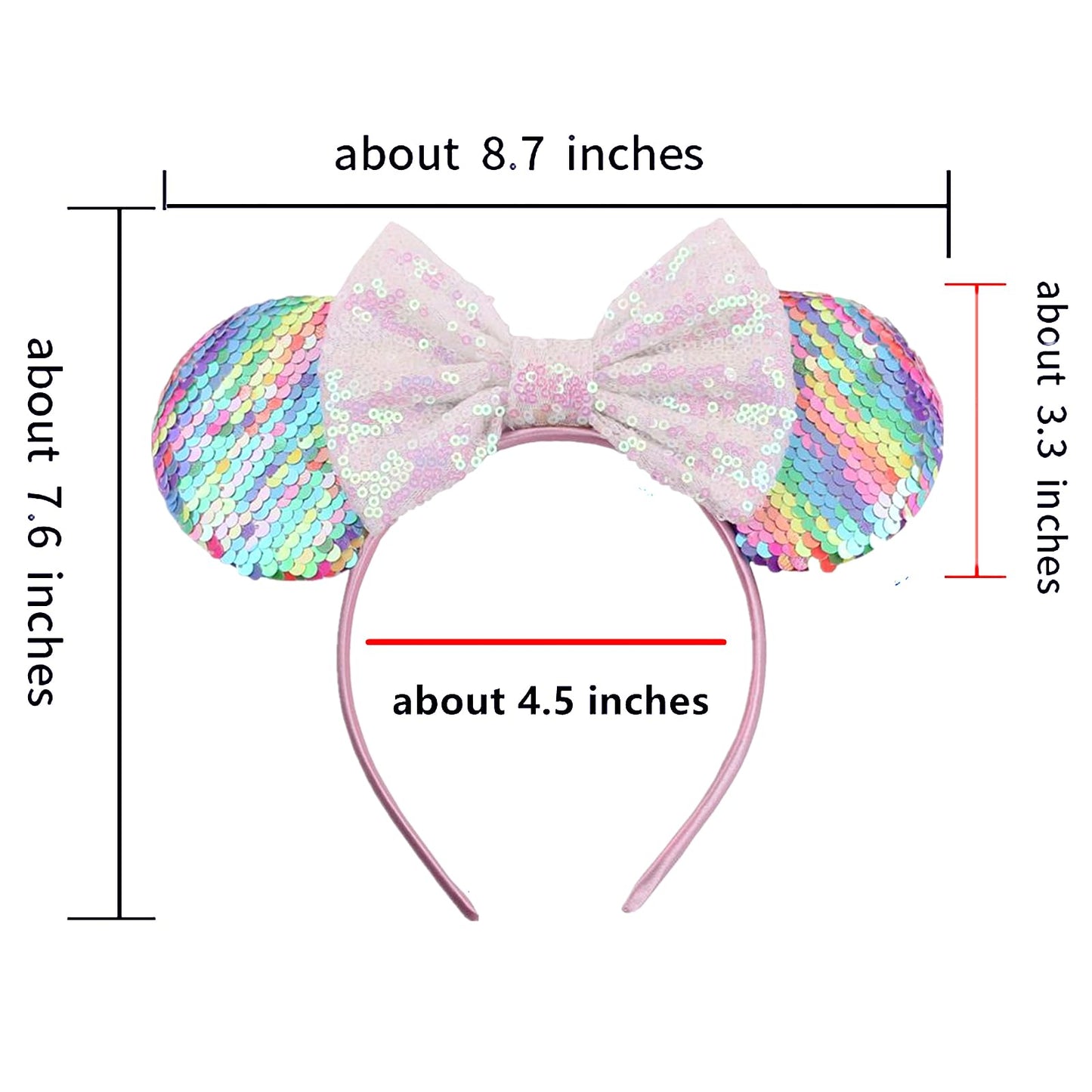 JOYFISCO Mouse Ears Headbands Shiny Bow Mouse Ears Headband Glitter Party Princess Decoration Cosplay Costume for Women Girls