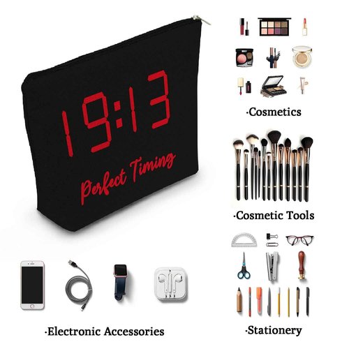 YULUENZE Sorority Gifts Perfect Timing 1913 Delta DST Red Sorority Gift Finer Women Makeup Bag Zipper Pouch for Women Sisters