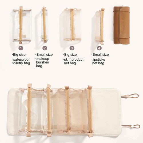 YDR Cosmetic Bag Foldable with Divider,Capacity Travel Makeup Bag for Women Portable Pouch Makeup Organizer Toiletry Bag Makeup Case