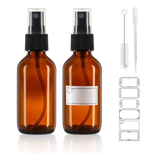 Jaisie.W 2 oz Glass Spray Bottles with Fine Mist Sprayer 2Pack, 60ml Small Amber Glass Spray Bottles 2 oz for Perfumes,Cleaning Products,Pet Spray (2fl.oz, Set of 2)
