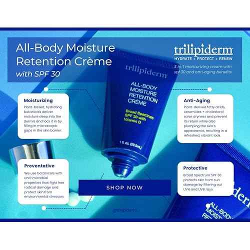 Trilipiderm Moisturizing Sunblock 8oz All Day Hydration for Body and Face, Vitamin D Enriched Broad Spectrum Sunscreen, Two Pack