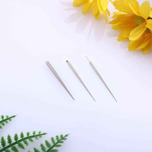BESTEEL 3 Pcs 316L Surgical Steel Piercing Taper Insertion Pins, Pop Taper Piercings Kit for Ear/Nose/Lip/Eyebrow/Belly/Nipple/Tongue Piercing Changing Tool Stretcher, Stainless Steel, cubic zirconia