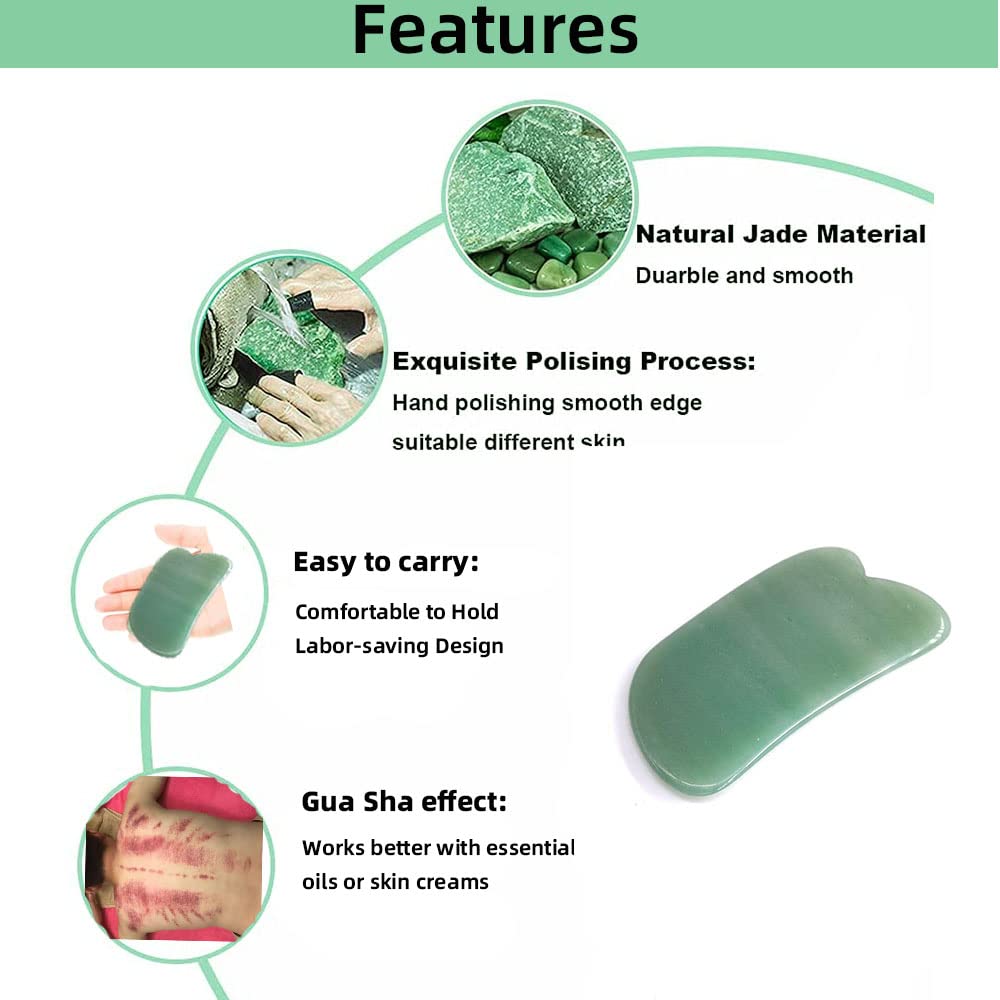 TOP SEWING Facial Gua Sha Tool for Chin Massage Tool Natural Jade Stone Gua Sha Board for Face SPA Acupuncture Therapy Trigger Point Treatment