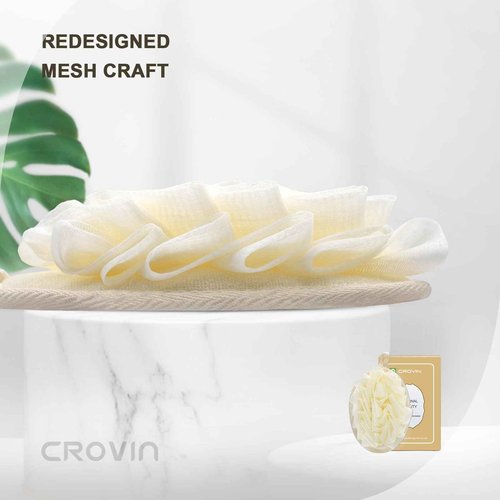 CROVIN Loofah sponge 6 Pack & Shower puff 4 Pack Bath Shower Loofah Scrubbers Perfect for Men and Women’s SPA Pouf (total 10 Pack)