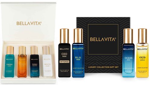 BellaVita Luxury Perfume Combo Set | Men's & Women's Cologne Gift Set | Includes Honey Oud, Skai, Fresh, White Oud + Oud Gold, Ocean, B.L.U & CEO Intense | Perfect Unisex Fragrance Gift - 8x20ML