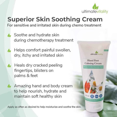 UltimateVitality Hand Foot Cream for For Oncology Patients, Intensive Natural and Organic Moisturizing Cream for sensitive Irritated Skin During Chemo Treatment - 6 Ounces