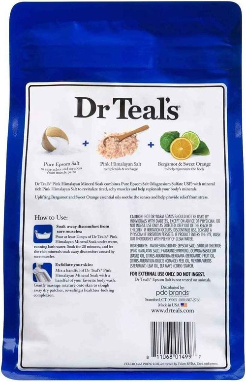 Dr Teals Pink Himalayan Bath Variety Gift Set (2 Pack, 82oz Total) - 34oz Foaming Bath, 48oz Bath Soak - Restore & Replenish Formula - Essential Oils Blended with Pure Epsom Salt - Ease Aches & Stress