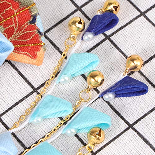 Beaupretty Japanese Style Flower Hair Clip Kimono Flower Kanzashi Hair Ornament Clip Barrette with Long Tassel Kimono Hanfu Accessories for Womens Girls (Color 1)