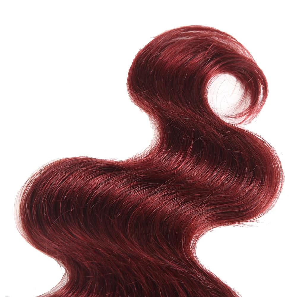 100% Unprocessed Brazilian Virgin Human Hair #99J Body Wave Human Hair Bundles 22 Inch Hair Extensions Burgundy Bundles Human Hair Remy Hair Weave for Women