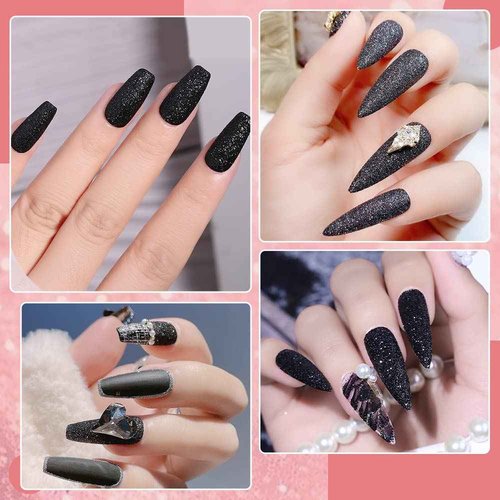 5g Black Dust Sugar Nail Glitter Powder - Diamond Dust Sand Shining Sugar Effect Glitter Dip Powder, Superfine French Candy Coat Nails Sweater Design Manicure Decorations DIY Crafts