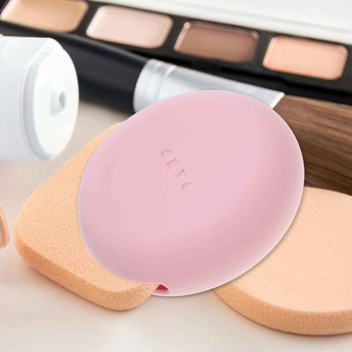 Healeved Silicone Cosmetic Box Small Makeup Puff Case Portable Powder Puff Holder Silicone Makeup Sponge Case Makeup Puff Holder for Travel Makeup Sponge Holder Travel Makeup Puff Holder, Pink