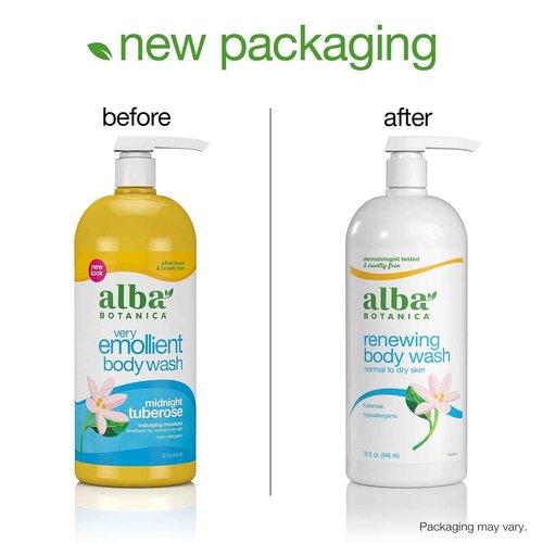 Alba Botanica Very Emollient Body Wash, Midnight Tuberose, 32 Oz (Packaging May Vary)