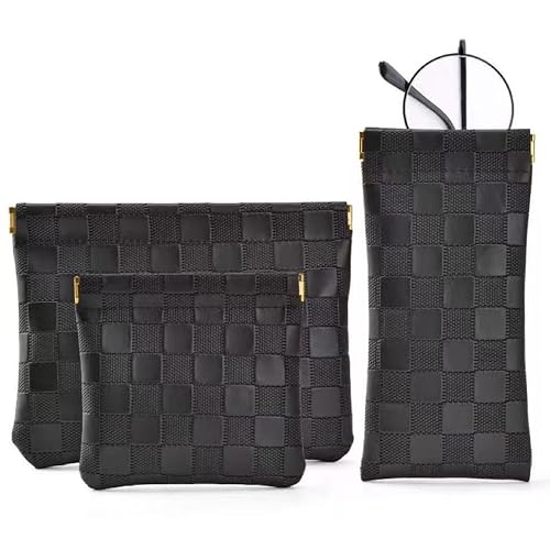 3PCS Small Makeup Bag for Purse£¬Waterproof Leather Portable Mini Makeup Bag,Snap Closure Organizer Pouch for Coin Cards Jewelry Lipstick Cosmetic Accessories£¬Small Travel Kit Storage Pouch