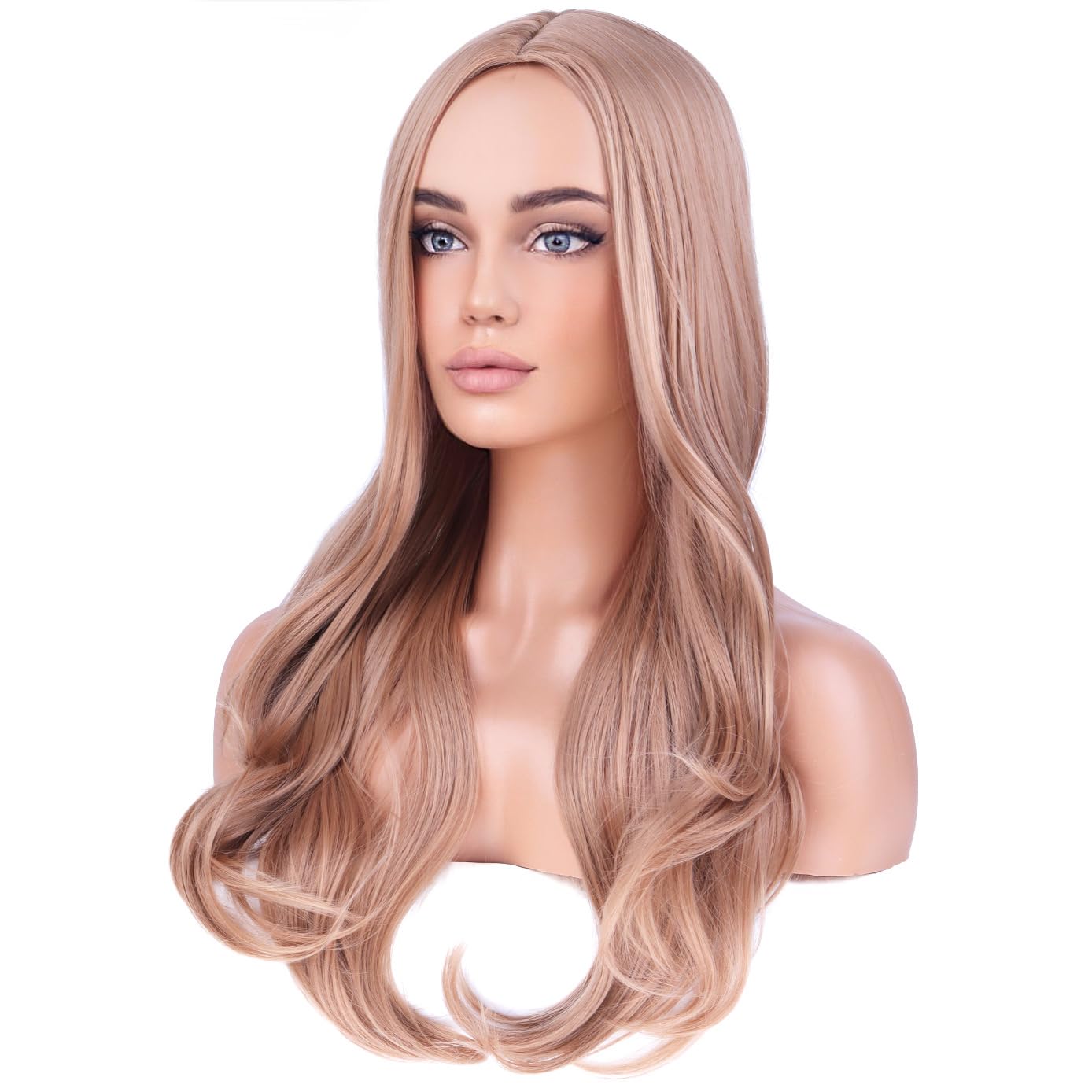 BERON Blonde Ginger Wigs Long Wavy Wig for Women Natural Curly Heat Resistant Synthetic Hair Wigs for Cosplay Party Daily or Used