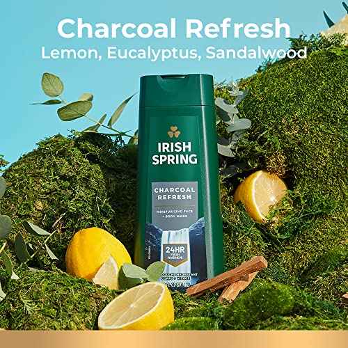 Irish Spring Men's Body Wash Shower Gel, Charcoal Refresh, 20 Fl Oz (Pack of 4)
