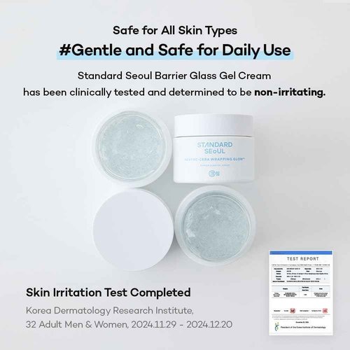 Standard Seoul Barrier Glass Gel Moisturizer – Instantly Soothes & Hydrates, Lightweight Gel Cream for Sensitive Skin, Panthenol & 5 Ceramides, Glass-Skin Finish, 50ml