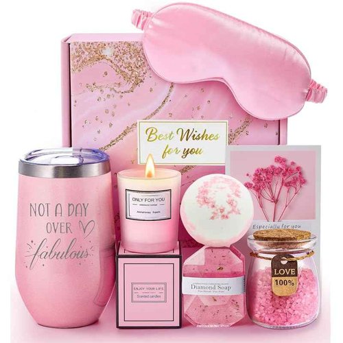 Luxurious Rose Bath Relaxation Gift Set – Premium Spa Experience for Women | Perfect Birthday Gift for Girlfriend, Mom, Sister & Best Friend | Ultimate Self-Care Basket