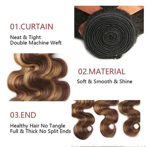 30 inch P4/27 Human Hair Bundles Ombre Body Wave Bundles Brown and Blonde Highlight Human Hair Bundle