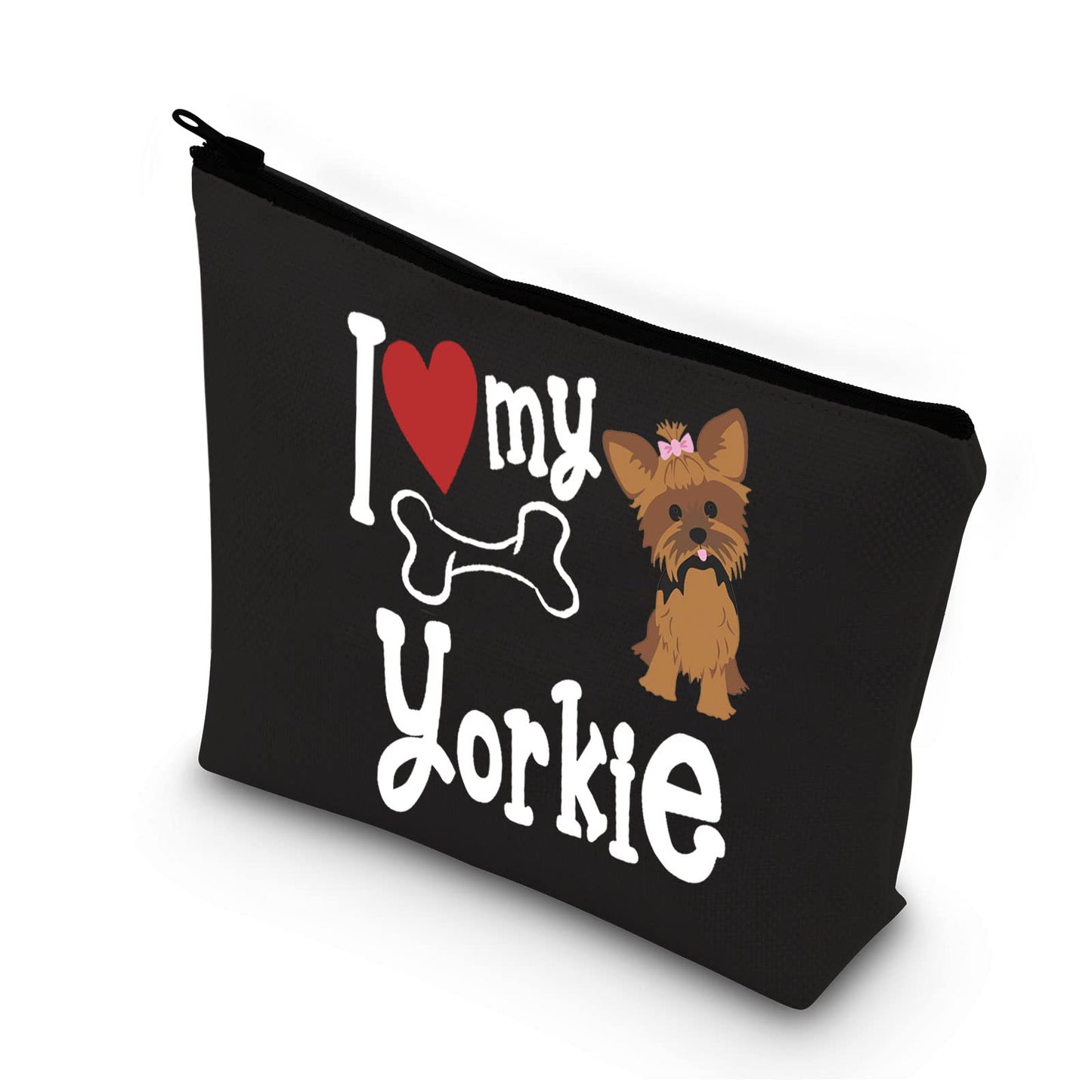 BDPWSS Yorkie Gift Yorkshire Terrier Puppy Dog Lover Cosmetic Makeup Bag Yorkie Love Gift I Love My Yorkie Waterproof Travel Pouch For Yorkie Lover Owner Yorkie Mom Gift (I love Yorkie bl)