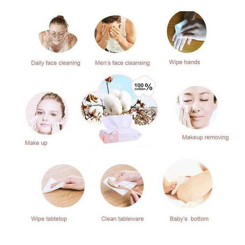 Extra Thick Cotton Tissue Careboree Face Drying Towel for Men Women Kids Disposable Dry Wipes Unscented Makeup Removing (3 pack)