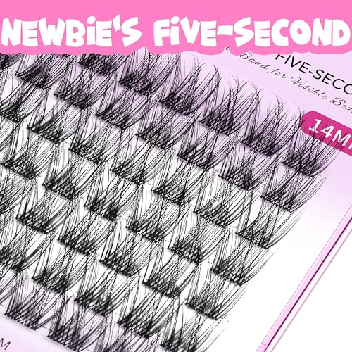 VEYESBEAUTY Lash Clusters Individual Eyelash Extensions Thin & Invisible Band DIY False Eyelashes for Self-application Newbie's Five-Second Series Wispy Lash Tray, LuxeBold 12mm Single Length