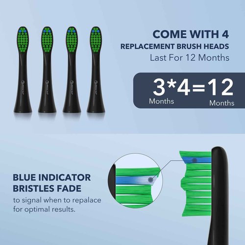 ARISSON Sonic Electric Toothbrush for Adults and Kids with 4 Brush Heads, Type C Fast Charging, Denture Toothbrush, Denture Cleaning Brush, Desert Sand + Midnight Black