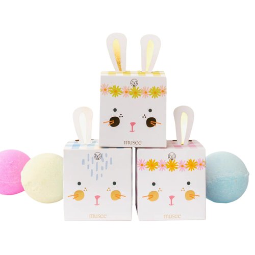 Musee Bunny Bath Bomb Trio Set, Surprise Inside,Gift for Women, Handmade in USA, Cruelty-Free, Bath Balms Set, 3 x 8oz