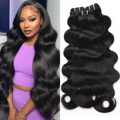 MSGEM 15A Body Wave Bundles Human Hair Brazilian Body Wave Human Hair Weave 1 bundle 18 Inch 100% Unprocessed Virgin Human Hair Extensions for Black Women Natural Color