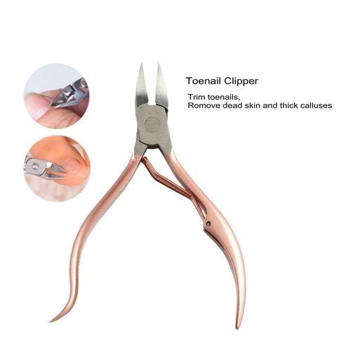 Professional Pedicure Manicure Tools Kit - Erkangsm 8 in 1 Stainless Steel Pedicure Set,Toenail Nipper,Pedicure Knife,Toenail Lifter,Nail Clipper,PU Leather Travel Case,Pink