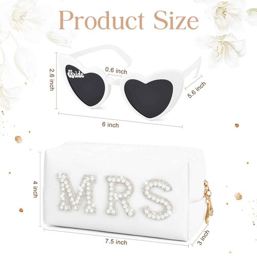 SOIDRAM Bride Shower Gifts for Women Bride To Be Gift Set Bride Patch MRS Makeup Bag Makeup Pouch Bride Hair Clip Bachelorette Party Wedding Cosmetic Bag Gifts, HZBxMRSxYSxSGx2PxT1
