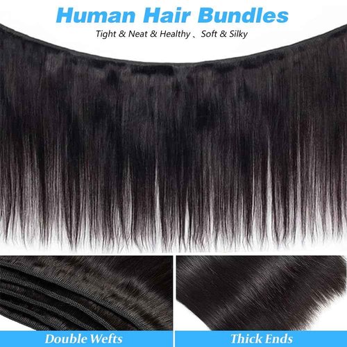 Straight Bundles Human Hair Brazilian Virgin Human Hair Bundles 12 12 12 Inch 100% Unprocessed Straight Hair Double Weft Deals Human Hair Extensions Natural Black