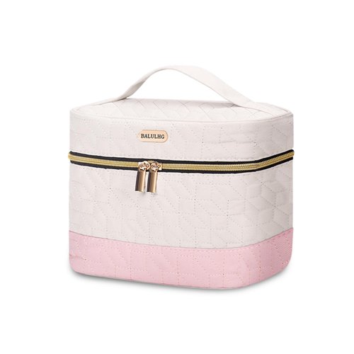 BALULHG Portable Capacity Travel Makeup Bag Organizer,Beige Cosmetic Waterproof Bags