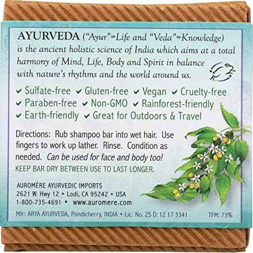 Auromere Ayurvedic Shampoo Bar - Eco Friendly, Handmade, Vegan, Cruelty Free, Natural, Non GMO, All in One Bar for Soap and Shampoo (4.23 oz), 6 pack