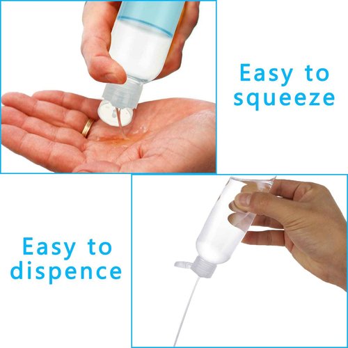 Acrux7 50 Pack 4 oz Plastic Squeeze Bottles with Flip Caps, Clear Refillable Lotion Bottles, Leak Proof Squirt Bottle, Empty Travel Squeeze Bottle for Lotions, Toiletries, Shampoo, Liquid, Creams