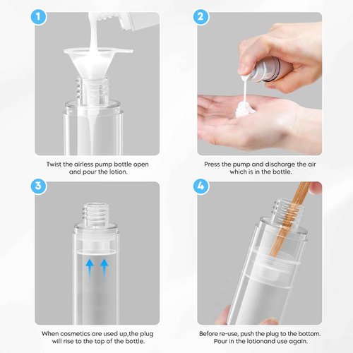 Rusikia Acrylic Travel Bottles for Toiletries with Label 1.7 Oz 50ml Empty Refillable Leakproof Travel Bottles Lotion Dispenser for Hand Cream Liquids Makeup Skincare - 2Pack
