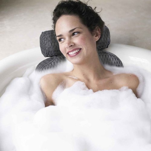 Bath Pillow for Tub Support Neck and Back, Bathtub Pillow Bath Accessories for Bathtub Women, Hot Tub Accessories for Adults Gray