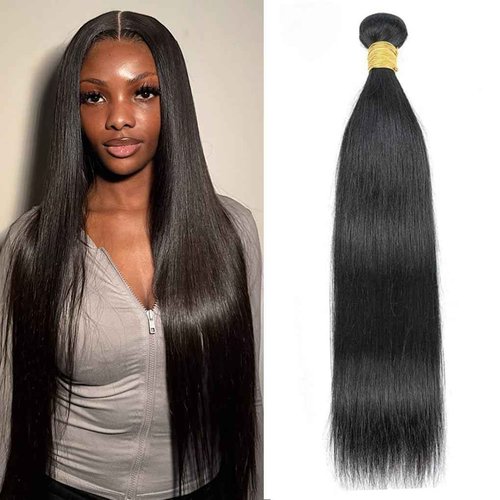 12A Straight Bundles Human Hair 20 Inch 100% Unprocessed Brazilian Virgin Human Hair Bundles Straight Sew In Bundles for Black Women Hair Extensions Natural Black Color
