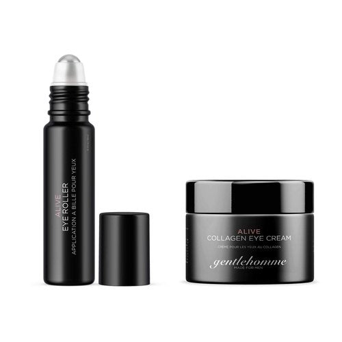 Gentlehomme Eye Roller Serum for Men & Men's Collagen Eye Cream | Depuffing Eye Roller Ball for Dark Circles & Puffiness | Collagen & Caffeine Eye Cream with Hyaluronic Acid- Eye Skincare Kit- 2 Count