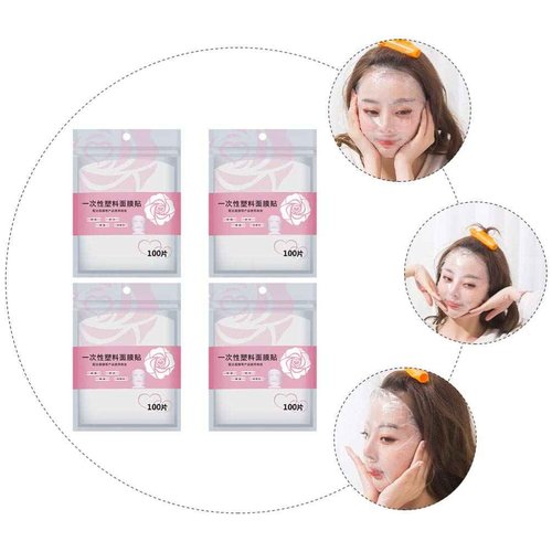 Beaupretty 400Pcs DIY Facial Sheet: Plastic face paper sheet - Precut Plastic Facial Cover for Home and Salon Clear (Pack of 2)