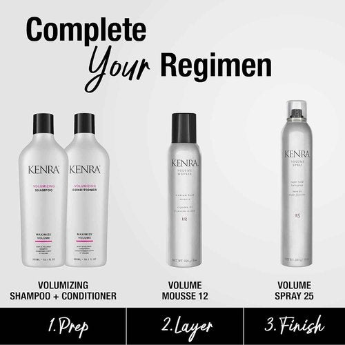 Kenra Volume Mousse 12 | Medium Hold Mousse | Non-Drying, Non-Flaking Lightweight Formulation |Styling Control Without Stiffness Or Stickiness | Tames Frizz & Conditions| All Hair Types| 8 oz (2-Pack)