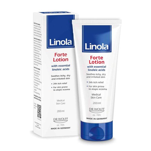 Linola Forte Lotion - Body Lotion with Essential Linoleic Acids - Nourishing Cream against Itching with 24-Hour Effect - Soothes Itchy, Dry & Irritated Skin - Made in Germany - 200 ml (6.8 Fl Oz)