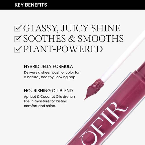 OFIR Hue Hydrator Sheer Lip Jelly | Luminous Gloss Shine Formula With Apricot Oil, Coconut Oil, Vitamin E for Subtle Color | Vegan, Cruelty Free Hydrating lip Balm | Sangria - Rich Berry, 0.135 Fl oz